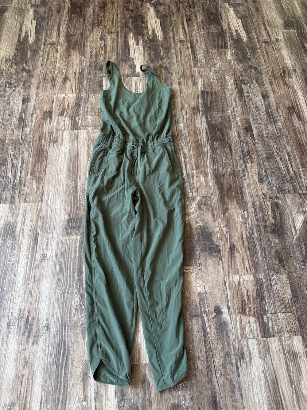 Patagonia Olive Green Sleeveless Drawstring Jumpsuit